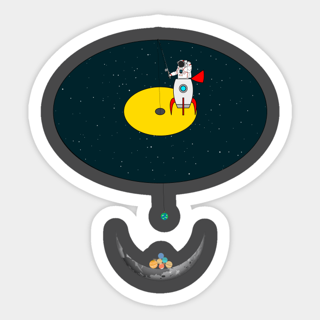 Cosmic Sound - Space Fishing Sticker by Glaynder